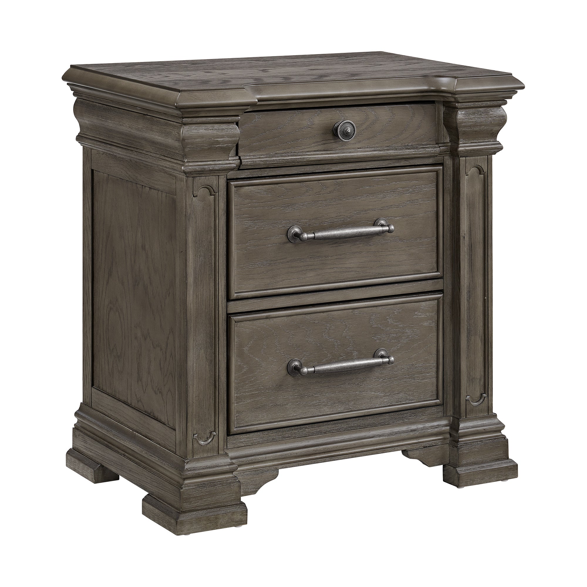 Kings-Court-3-Drawer-Nightstand--(Sliding-Top)-in-Grey