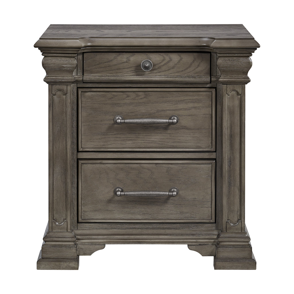 Kings-Court-3-Drawer-Nightstand--(Sliding-Top)-in-Grey