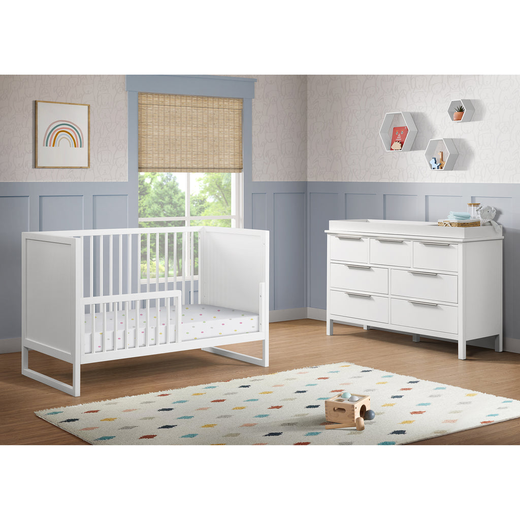Lauren-Crib-and-Dresser-with-Topper-in-White