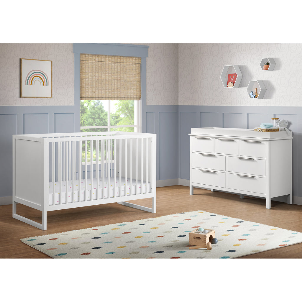 Lauren-Crib-and-Dresser-with-Topper-in-White