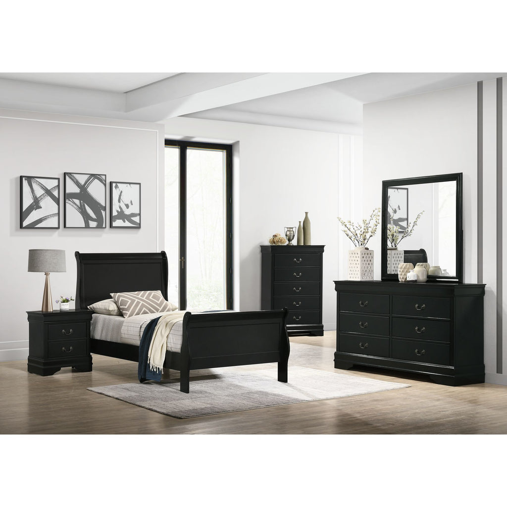 Louis-Philippe-Twin-Panel-Bed-in-Black