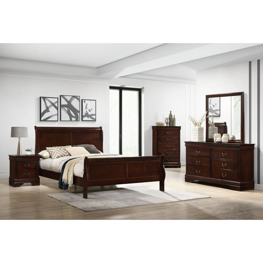 Louis Philippe Queen Panel 5-piece Bedroom Set in Cherry