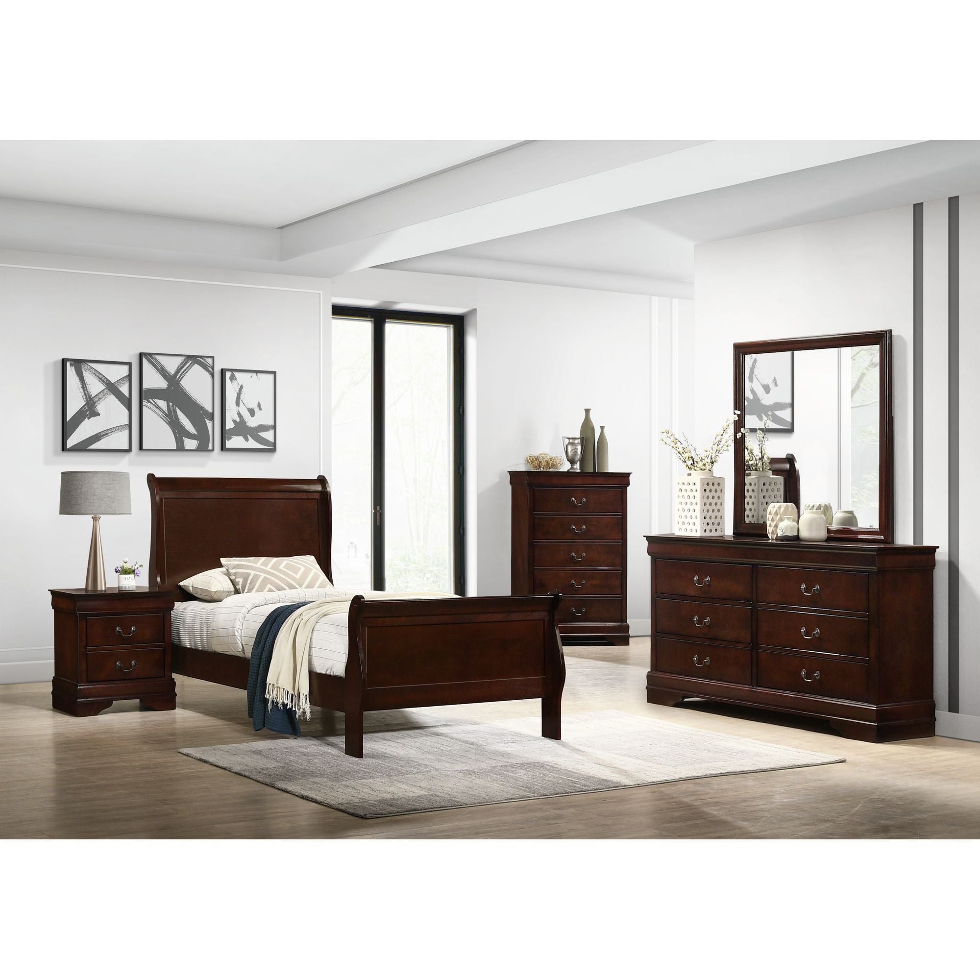 Louis-Philippe-Twin-Panel-4PC-Bedroom-Set-in-Cherry