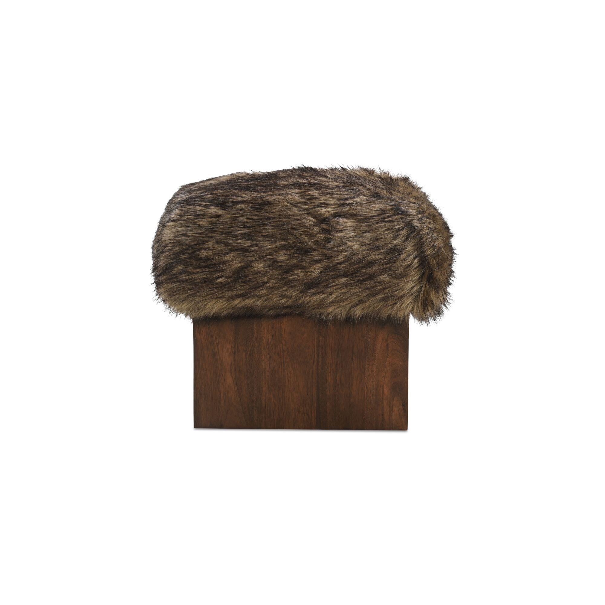 Serge Ottoman Brown Faux Fur