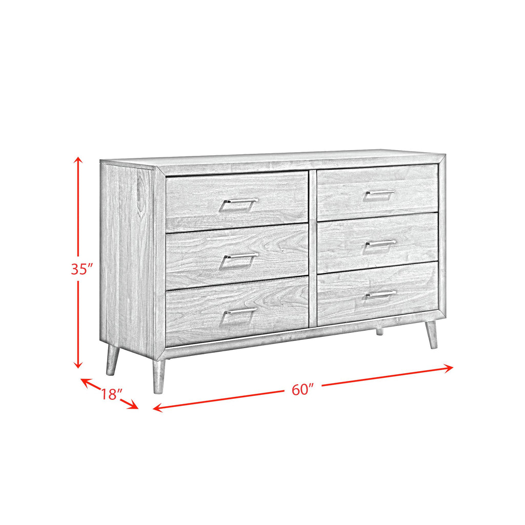 Malibu 6 Drawer Dresser in Walnut