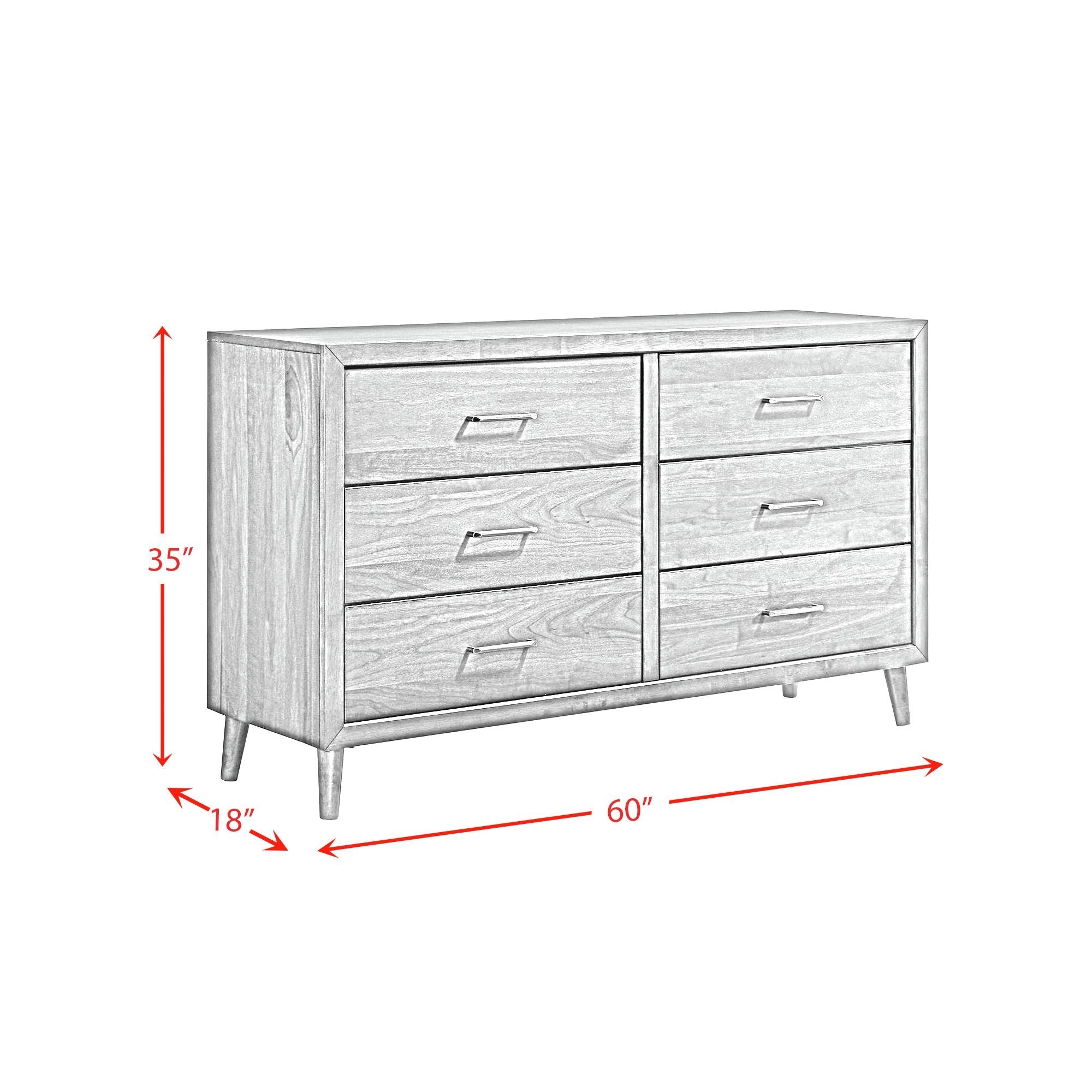 Malibu 6 Drawer Dresser in Walnut