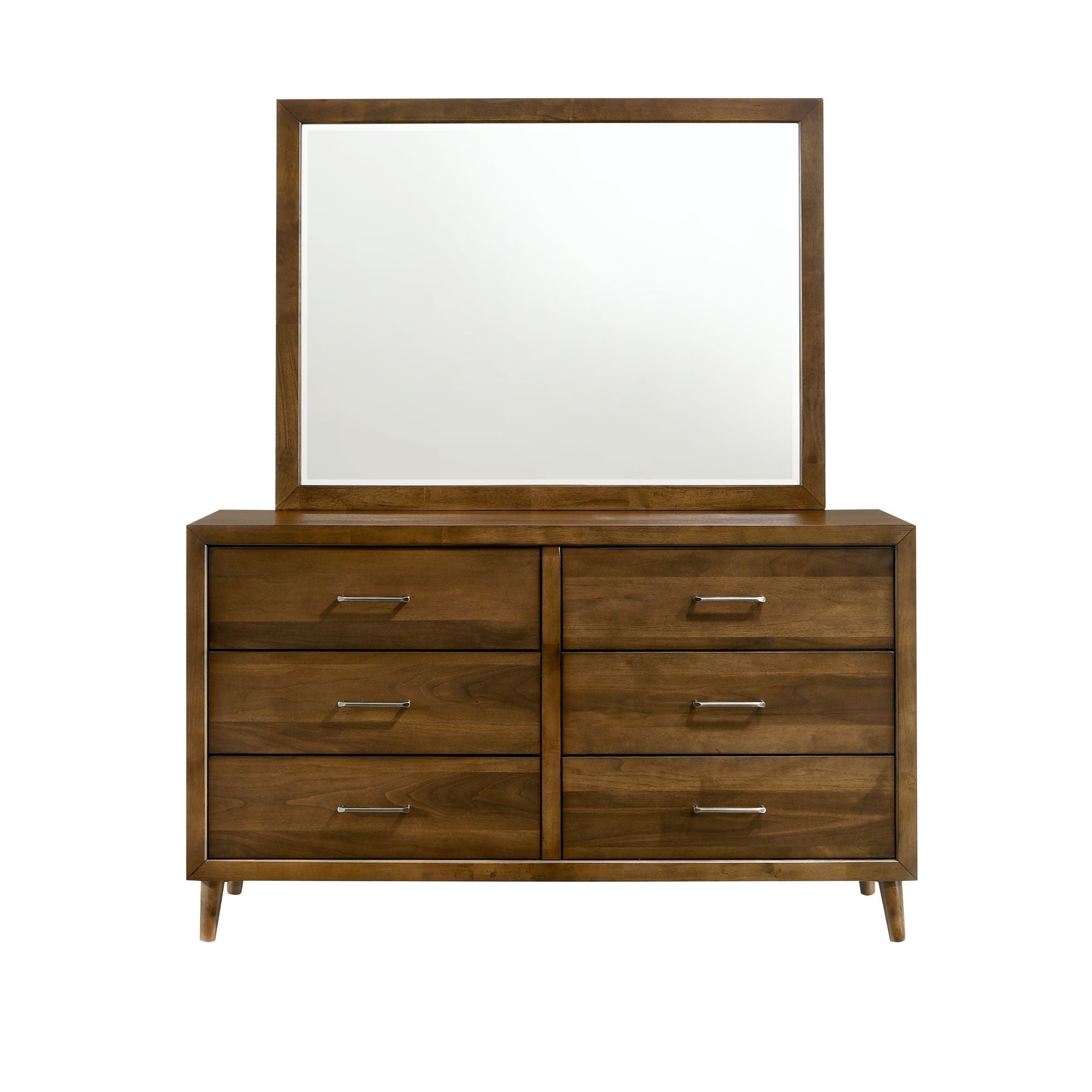 Malibu 6 Drawer Dresser & Mirror in Walnut