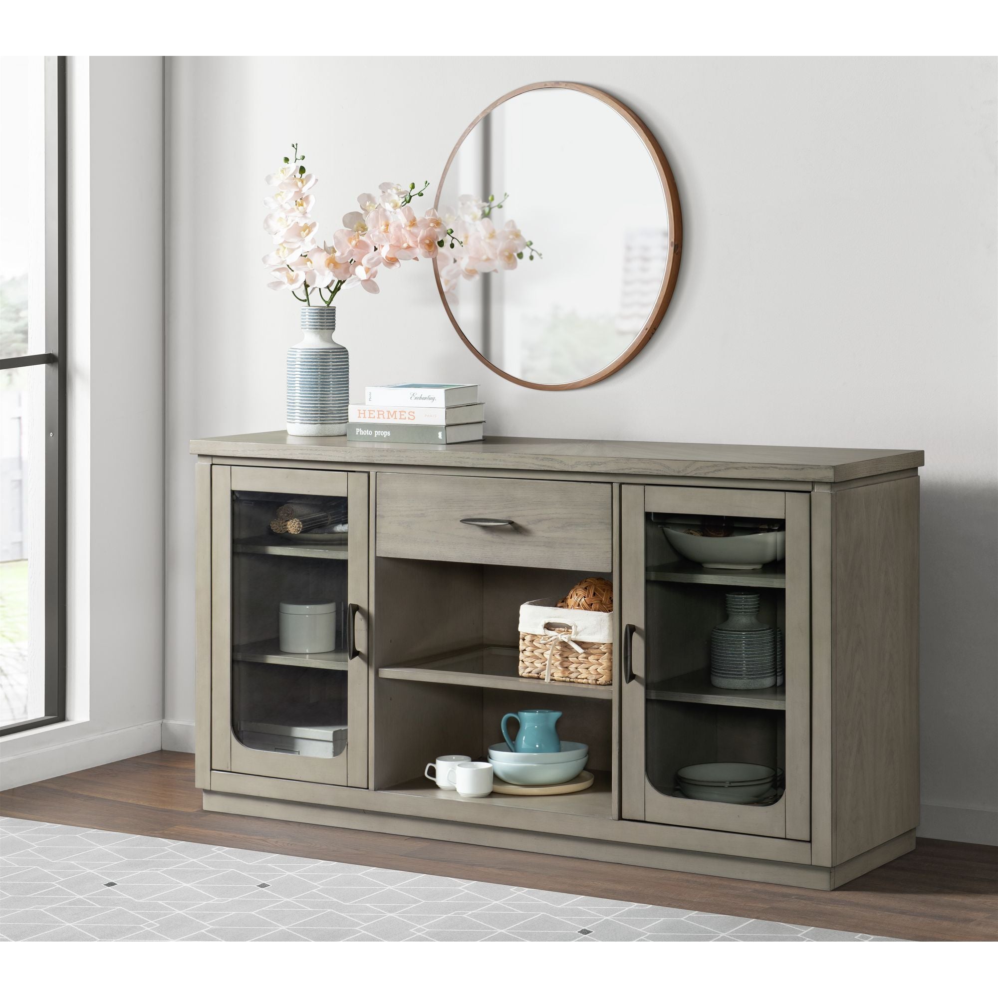 Marly-Server-W/-Glass-Door-&-LED-Light-in-Grey
