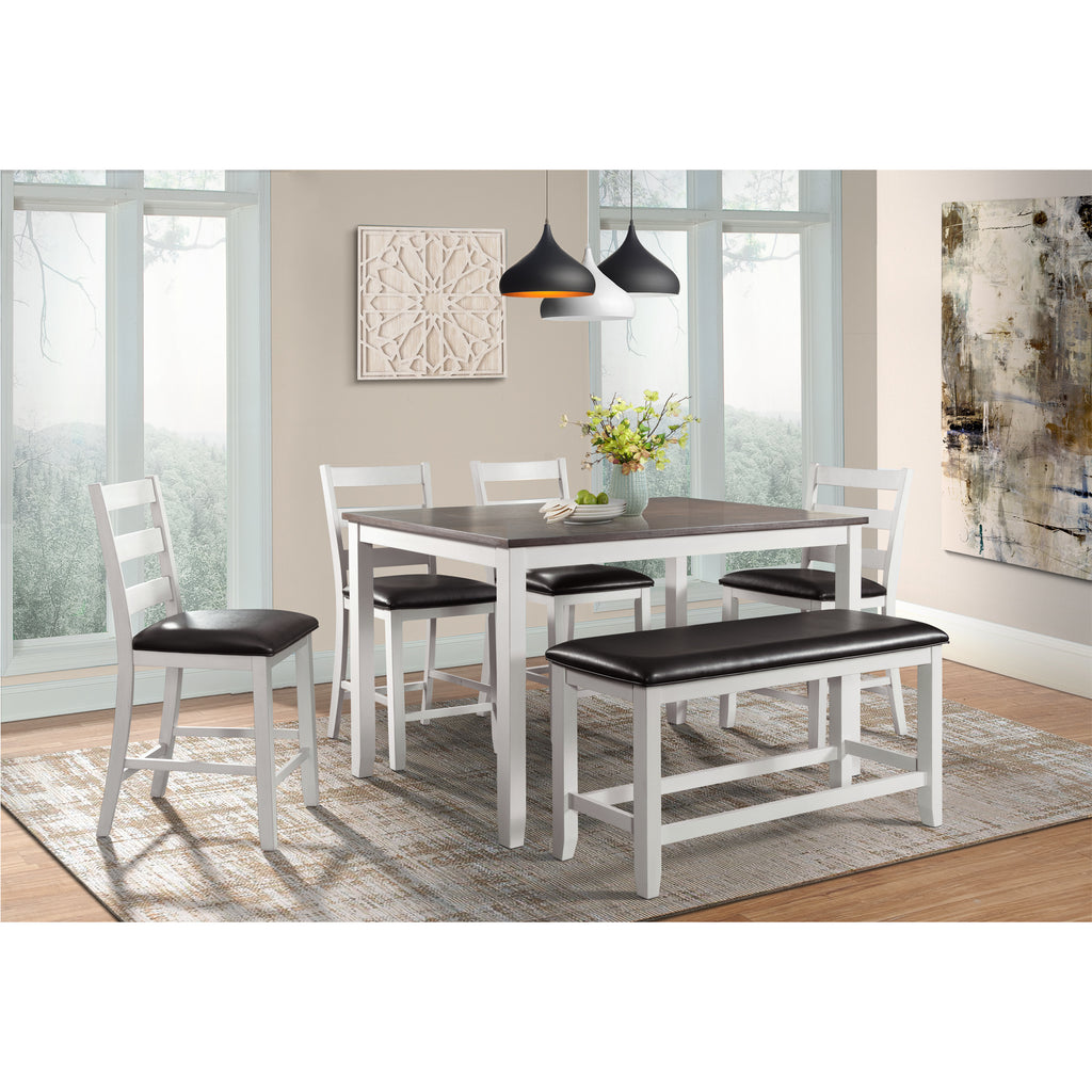Martin-6-pc-Counter-Set-(Table-+-4-+-Bench)-(Dark-Brown-Top---White-Base)