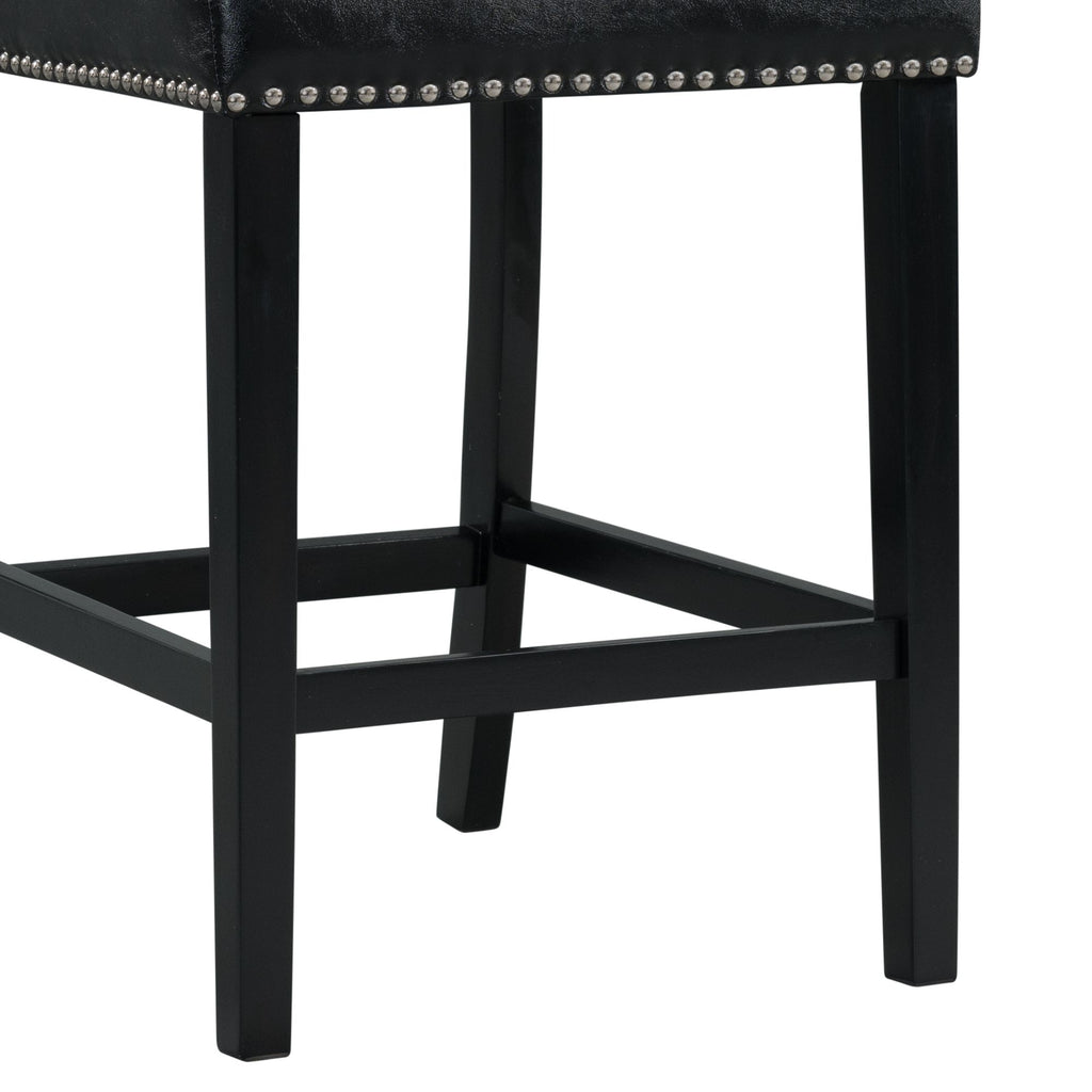 Francesca White Marble Square 5-piece Counter Height Dining Set Table & Four Black PU Leather Chairs