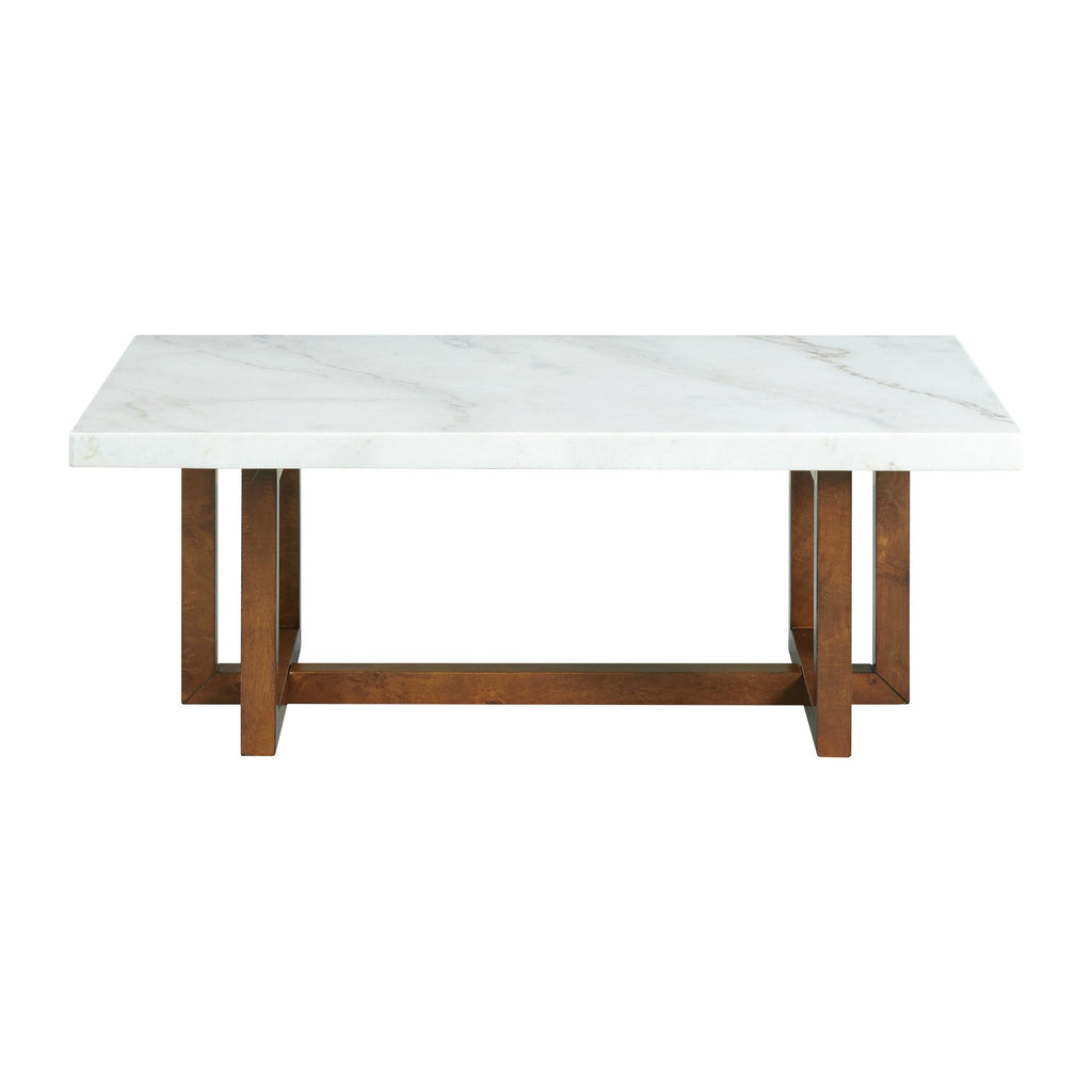 Morris-Coffee-Table-in-Espresso-W/White-Marble-Top-(3A-Packing)