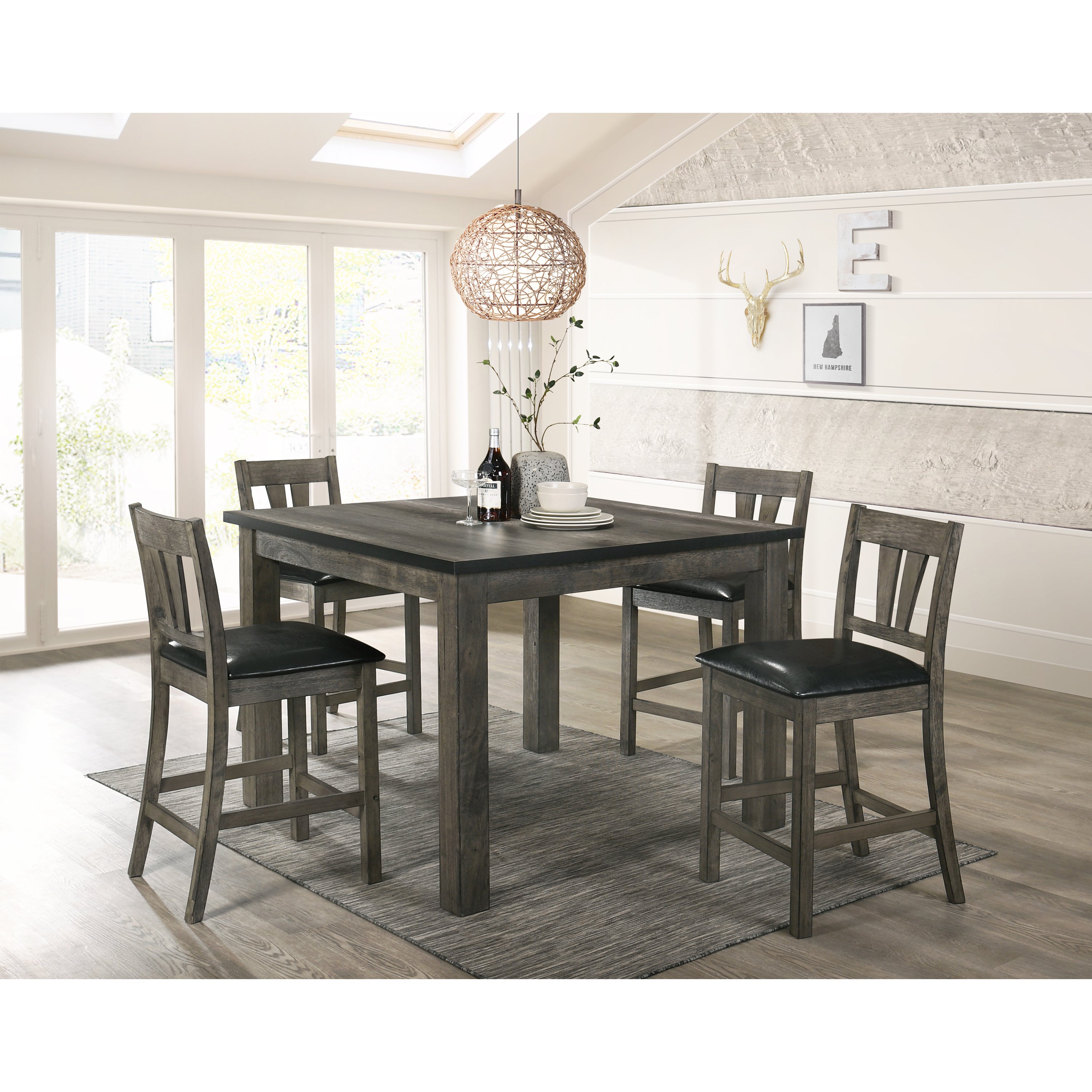 Nathan-5PC-Counter-Height-Dining-Set-Table-&-Four-PU-Chairs