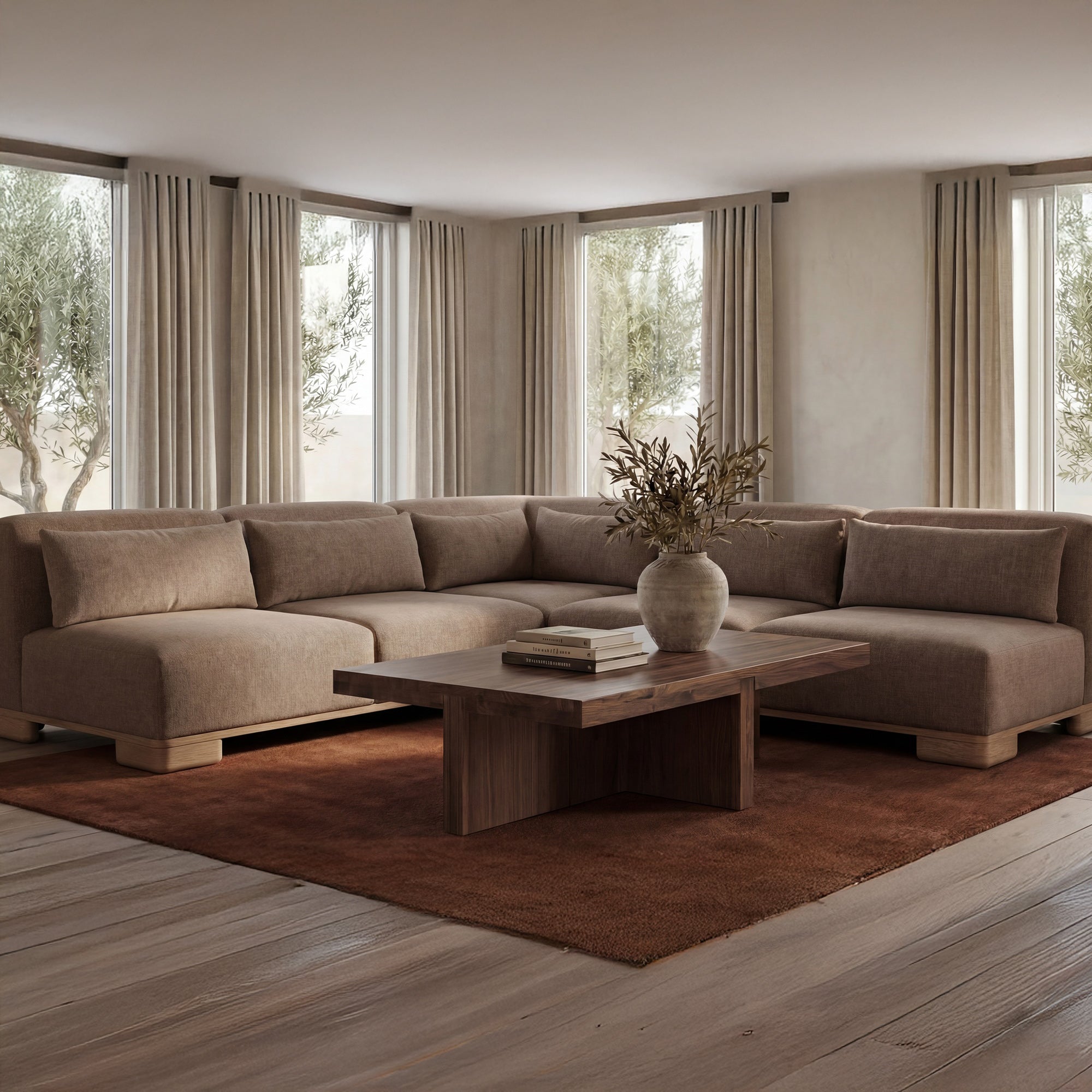 June Corner Modular Sectional Dark Brown
