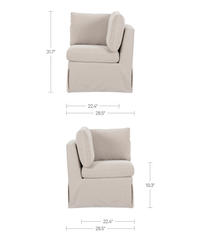 Fable Slipcover Dining Corner Chair Beige