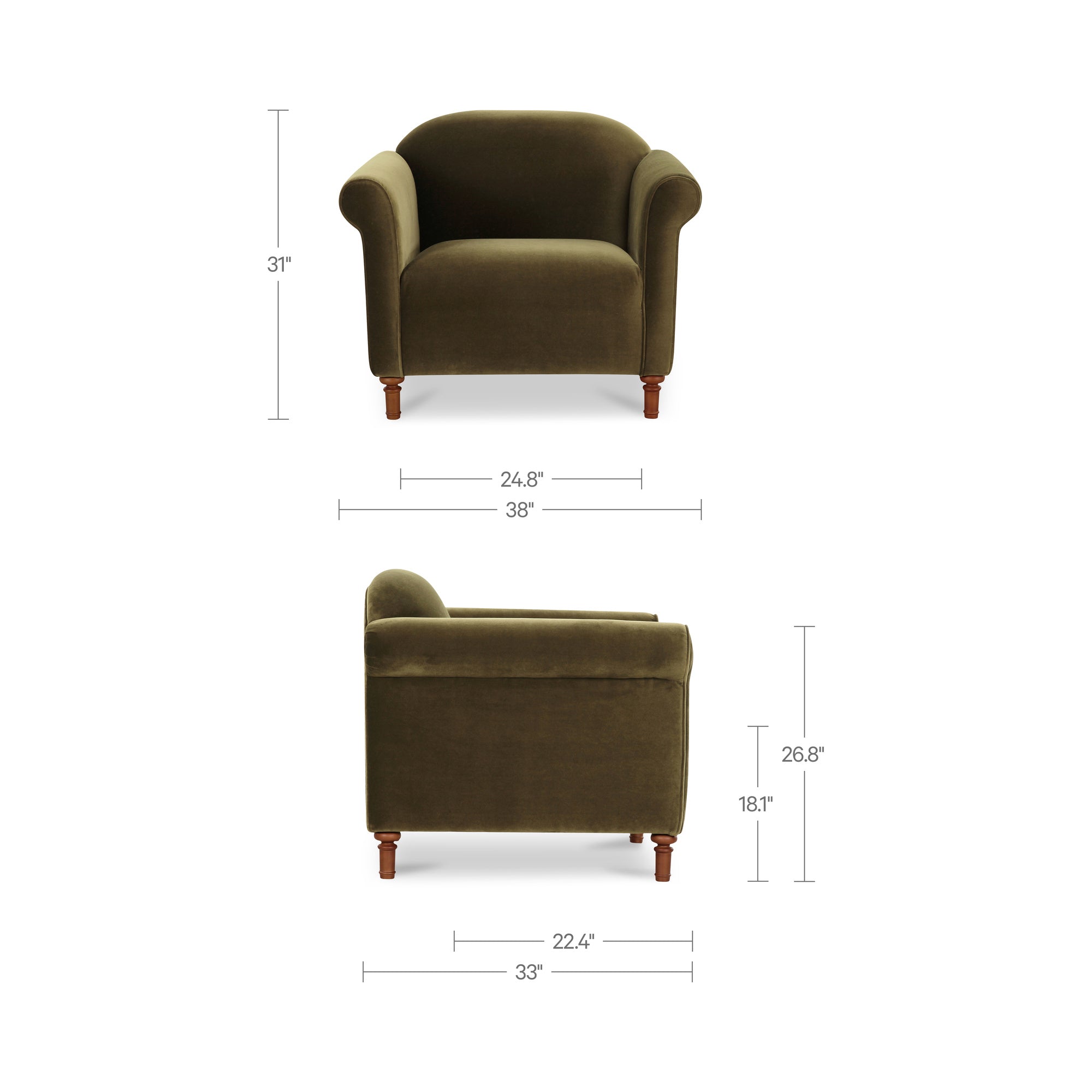 Harmony Accent Chair Dark Green Faux Mohair