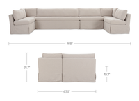 Fable Slipcover Dining Banquette U-Shape Beige 168 in.