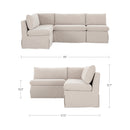 Fable Slipcover Dining Banquette L-Shape Beige 96 in.