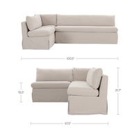 Fable Slipcover Dining Banquette L-Shape Beige 100.5 in.