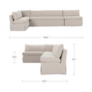 Fable Slipcover Dining Banquette L-Shape Beige 139.5 in.