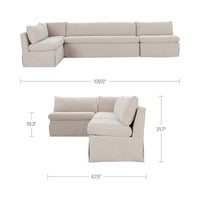 Fable Slipcover Dining Banquette L-Shape Beige 139.5 in.