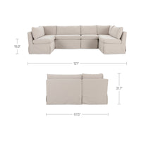 Fable Slipcover Dining Banquette U-Shape Beige 121 in.