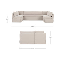 Fable Slipcover Dining Banquette U-Shape Beige 129 in.