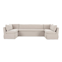 Fable Slipcover Dining Banquette U-Shape Beige 129 in.