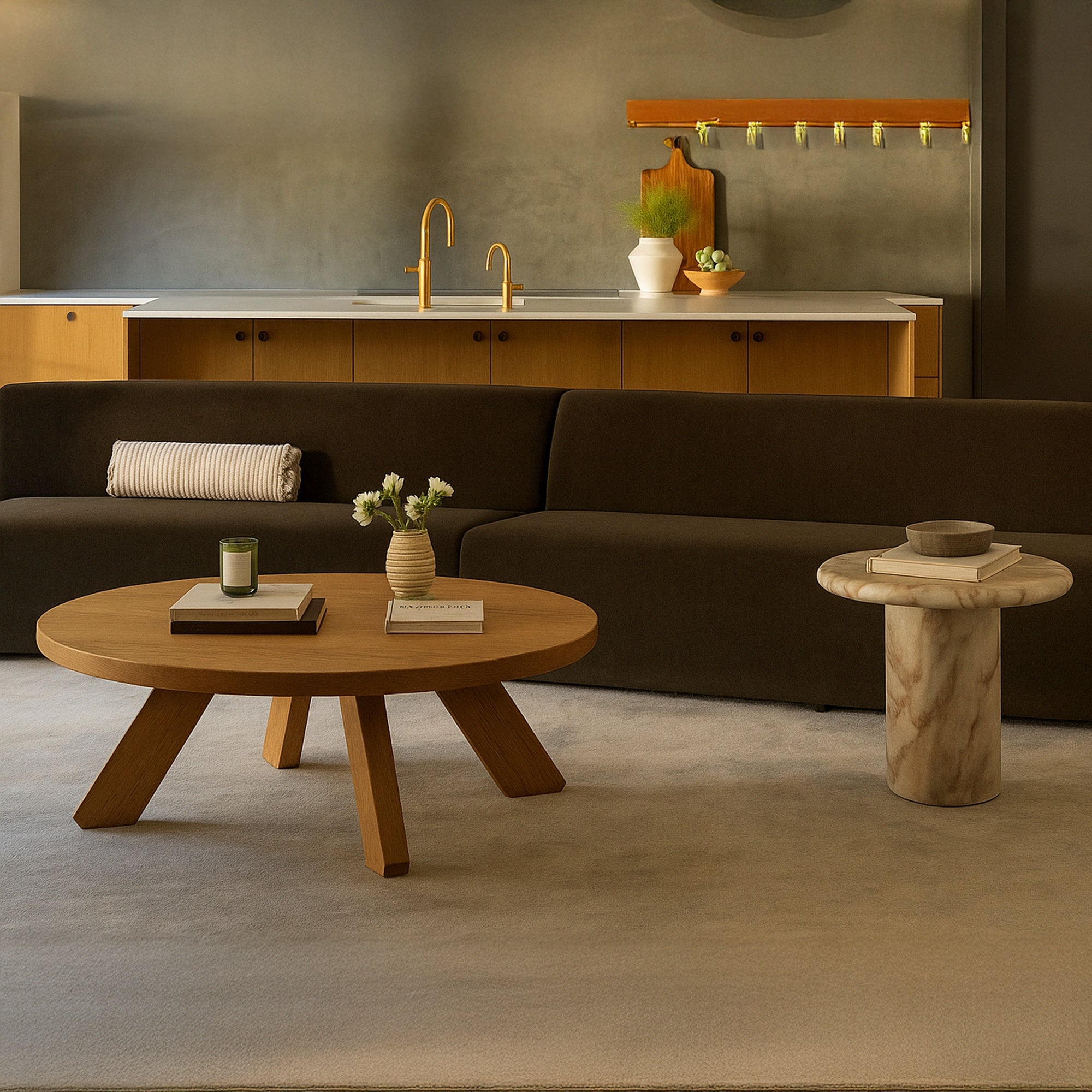 Naomi Concave Sofa Dark Brown