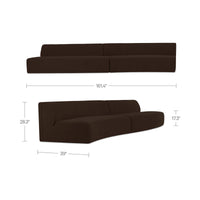 Naomi 2 Piece Wave Modular Sectional Dark Brown
