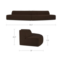 Naomi 2 Piece Convex Modular Sectional Dark Brown