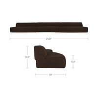 Naomi 3 Piece Wave Modular Sectional Dark Brown