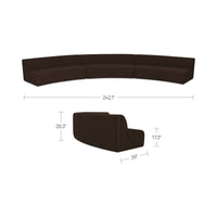 Naomi 3 Piece Concave Modular Sectional Dark Brown