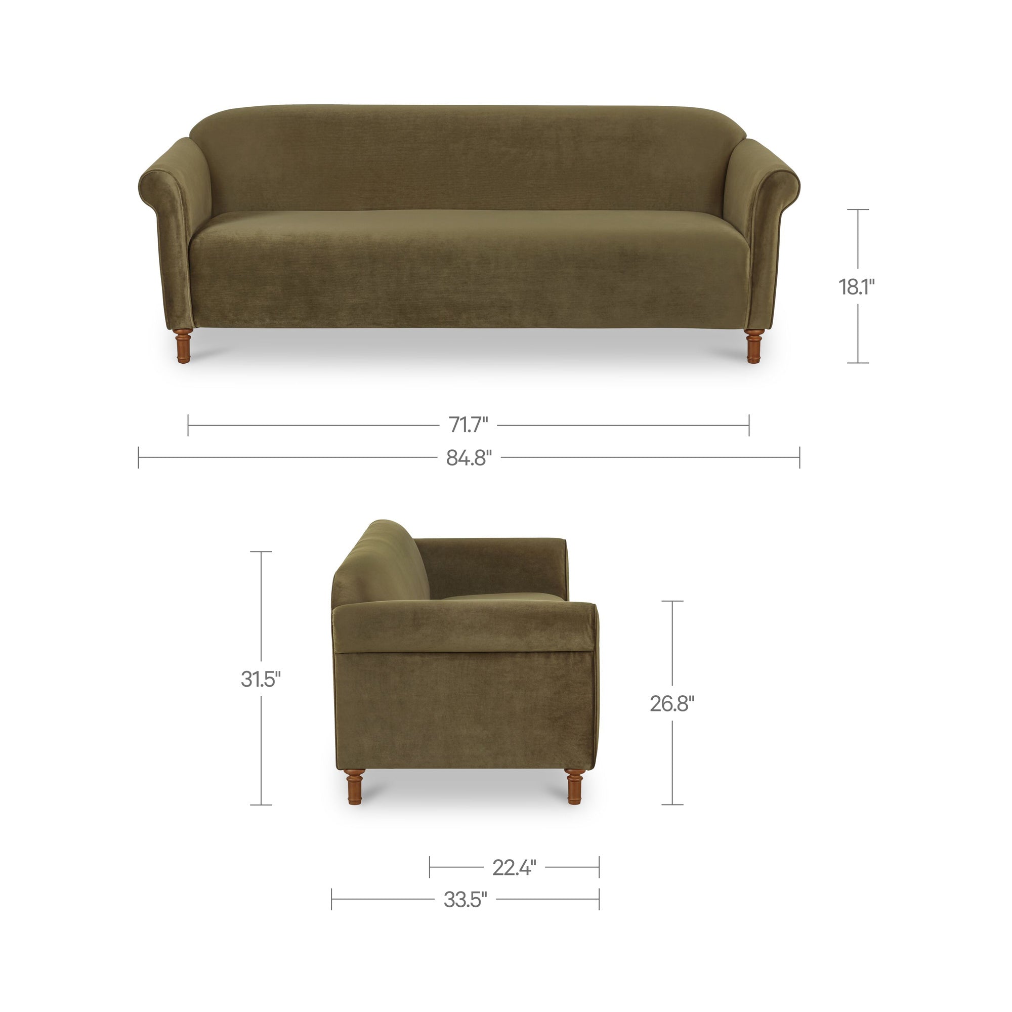Harmony Sofa Dark Green Faux Mohair