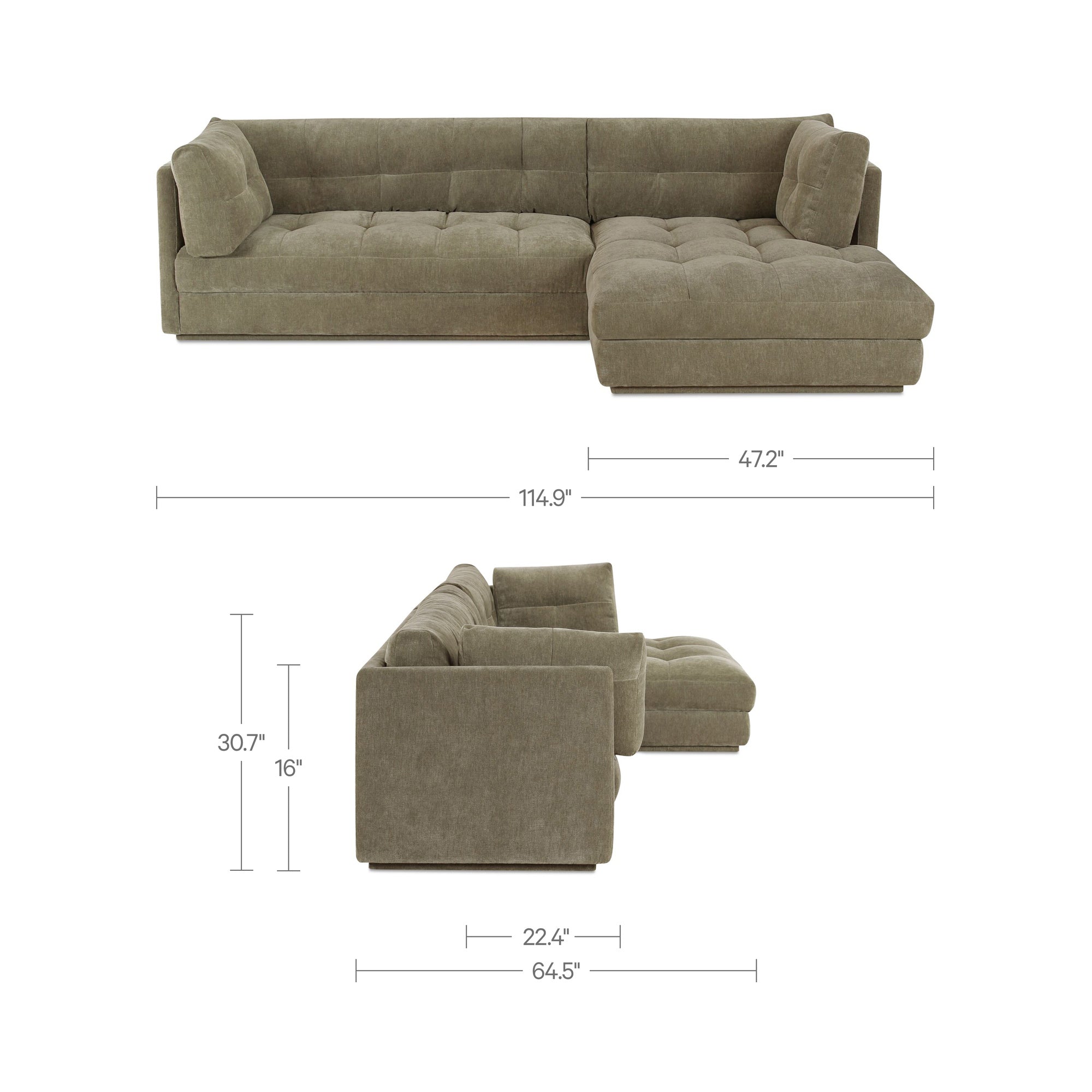 Mischa Right Sectional Sage Green