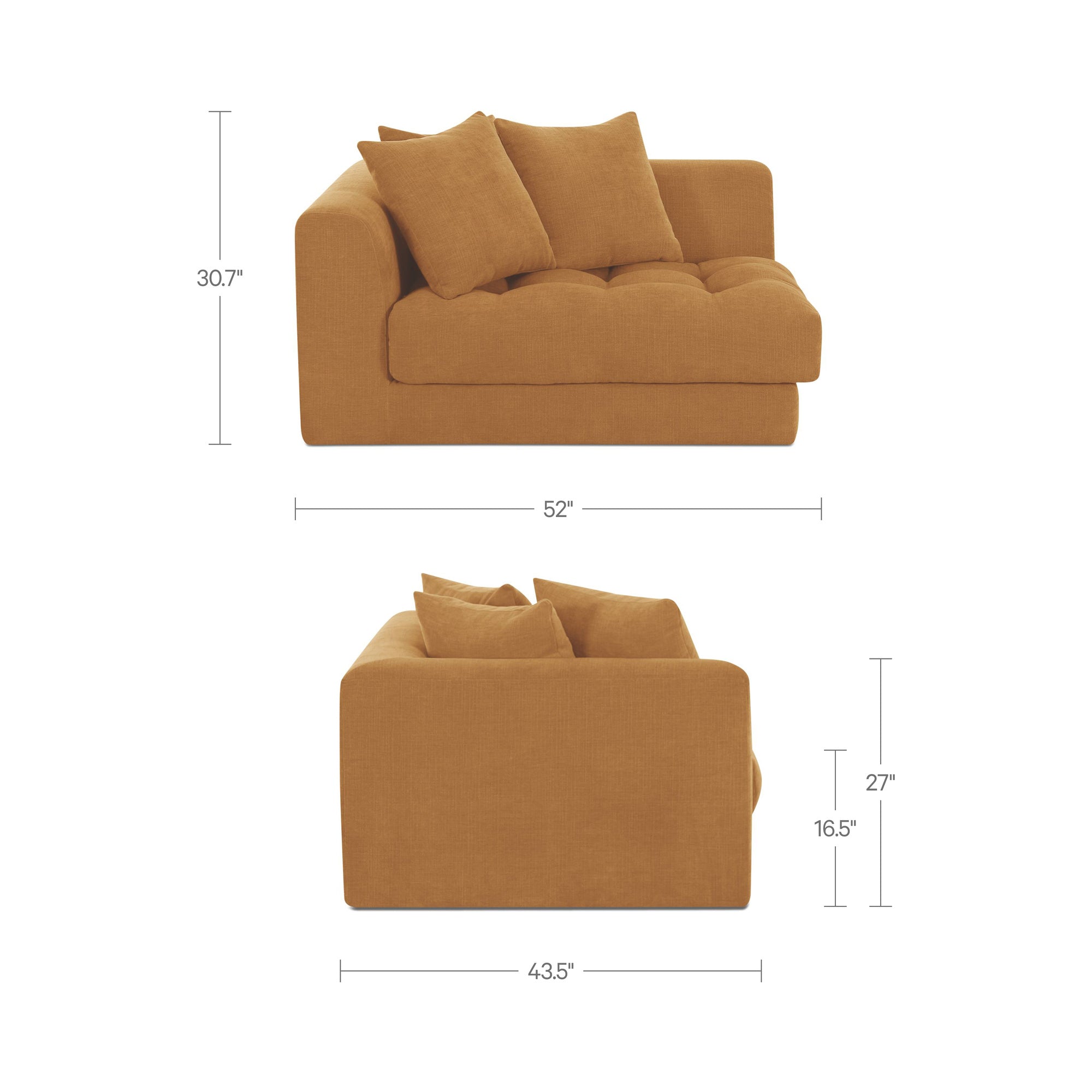 Davie Left Arm Facing Chair Golden Yellow