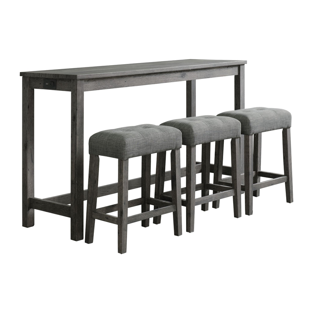 Oak-Lawn-Charcoal-Grey-Bar-Table-Single-Pack-(Table-+-3-Grey-Fabric-Stools)