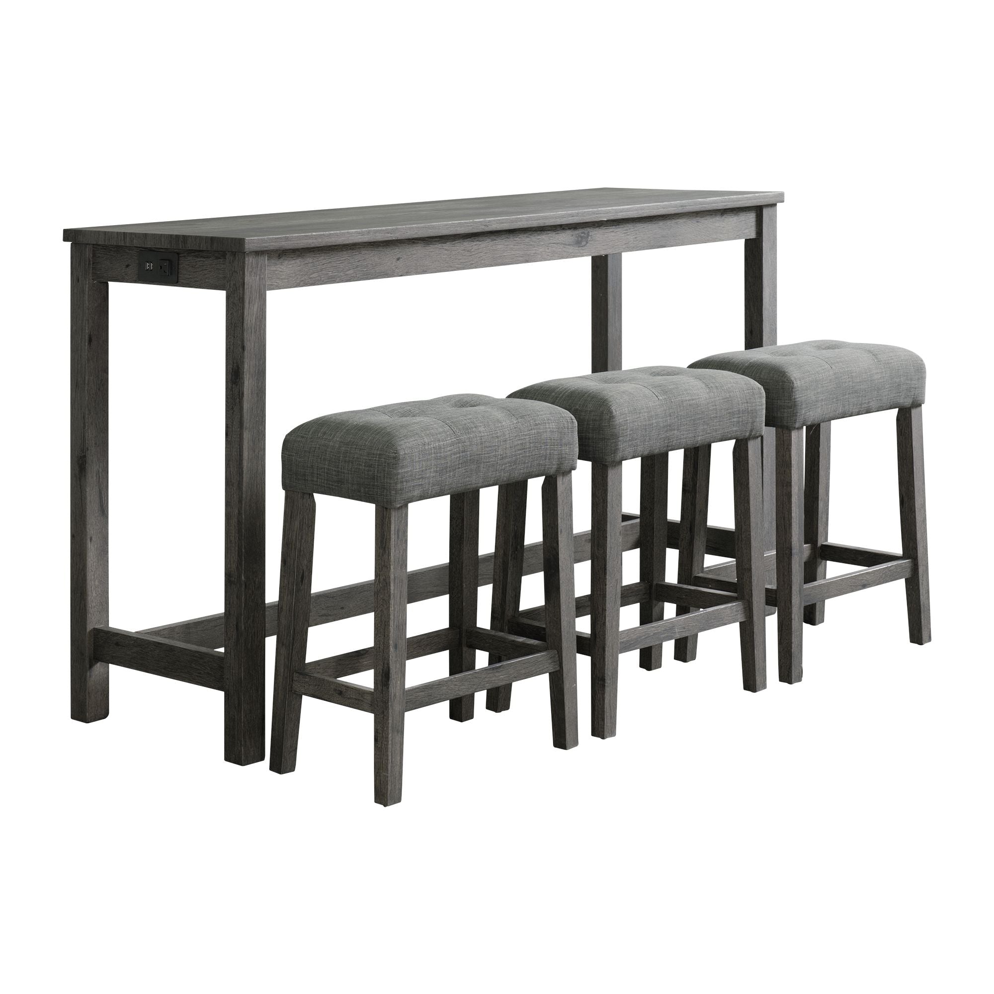 Oak-Lawn-Charcoal-Grey-Bar-Table-Single-Pack-(Table-+-3-Grey-Fabric-Stools)