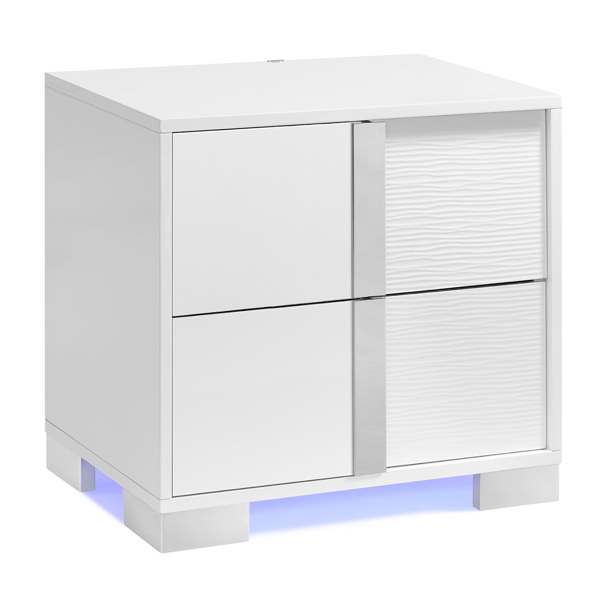 Ocean-Drive-2-Drawer-Nightstand-with-Blue-LED-&-USB-in-White