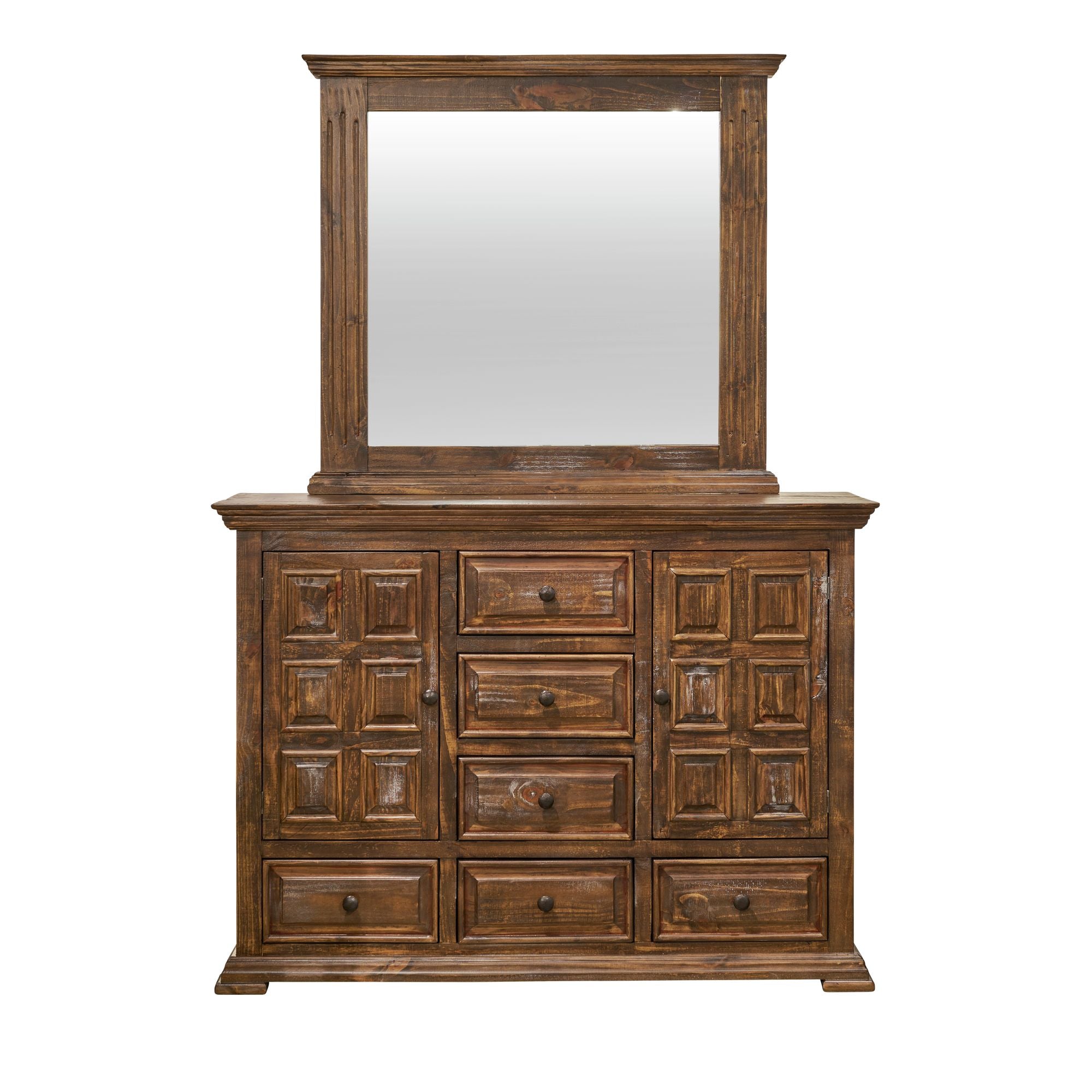 Olivia-Brown-Dresser-&-Mirror-Set