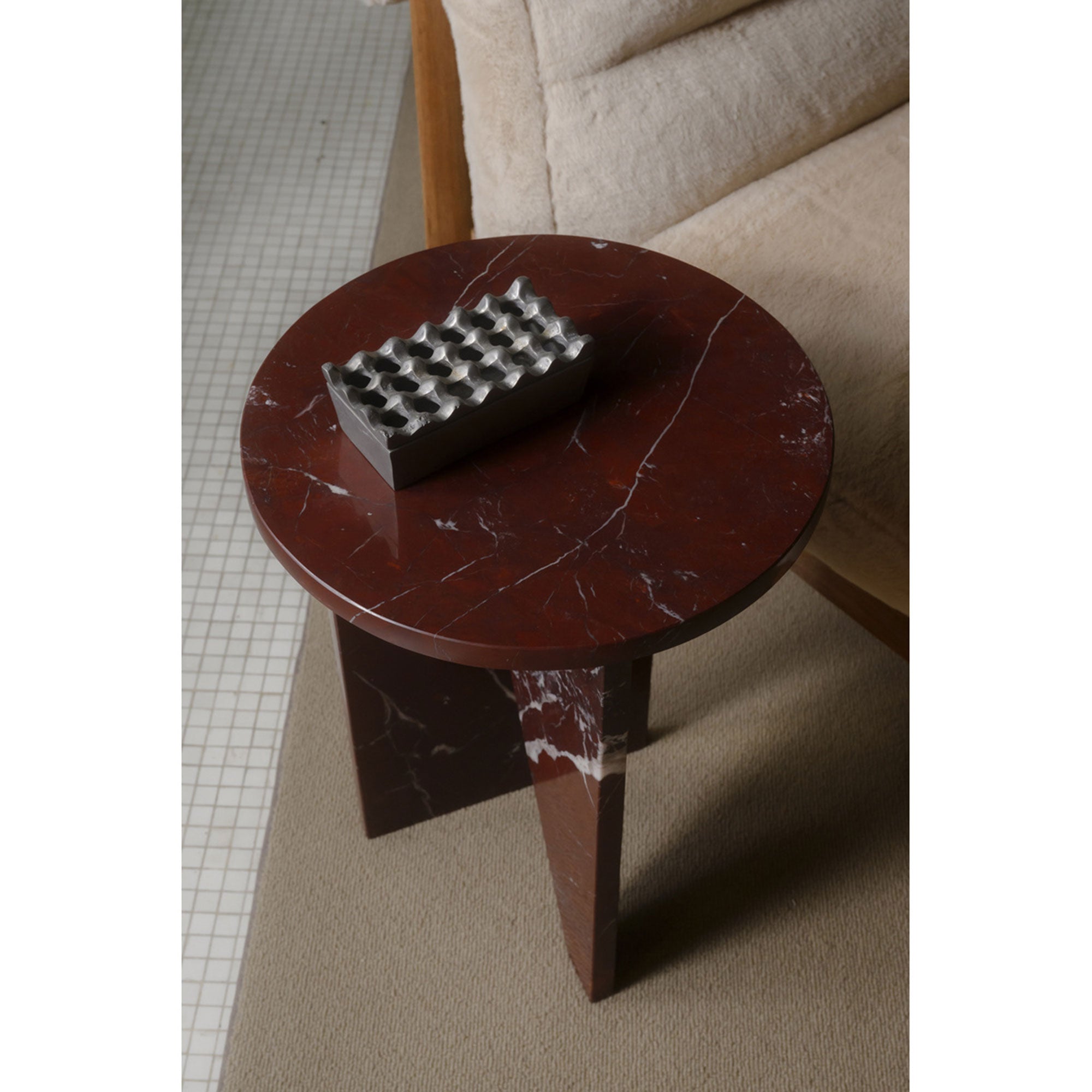 Grace Accent Table Rosso Levante Marble