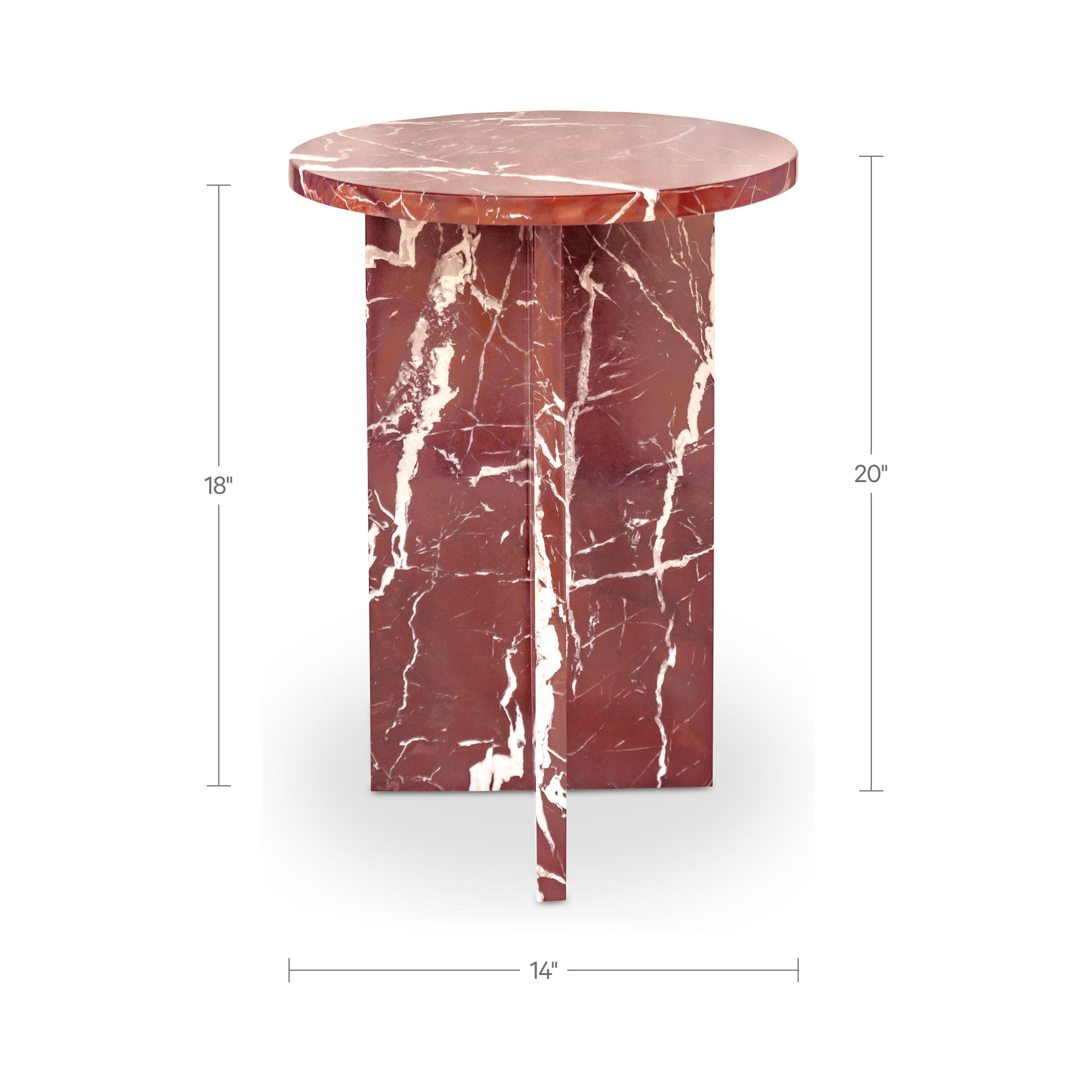 Grace Accent Table Rosso Levante Marble