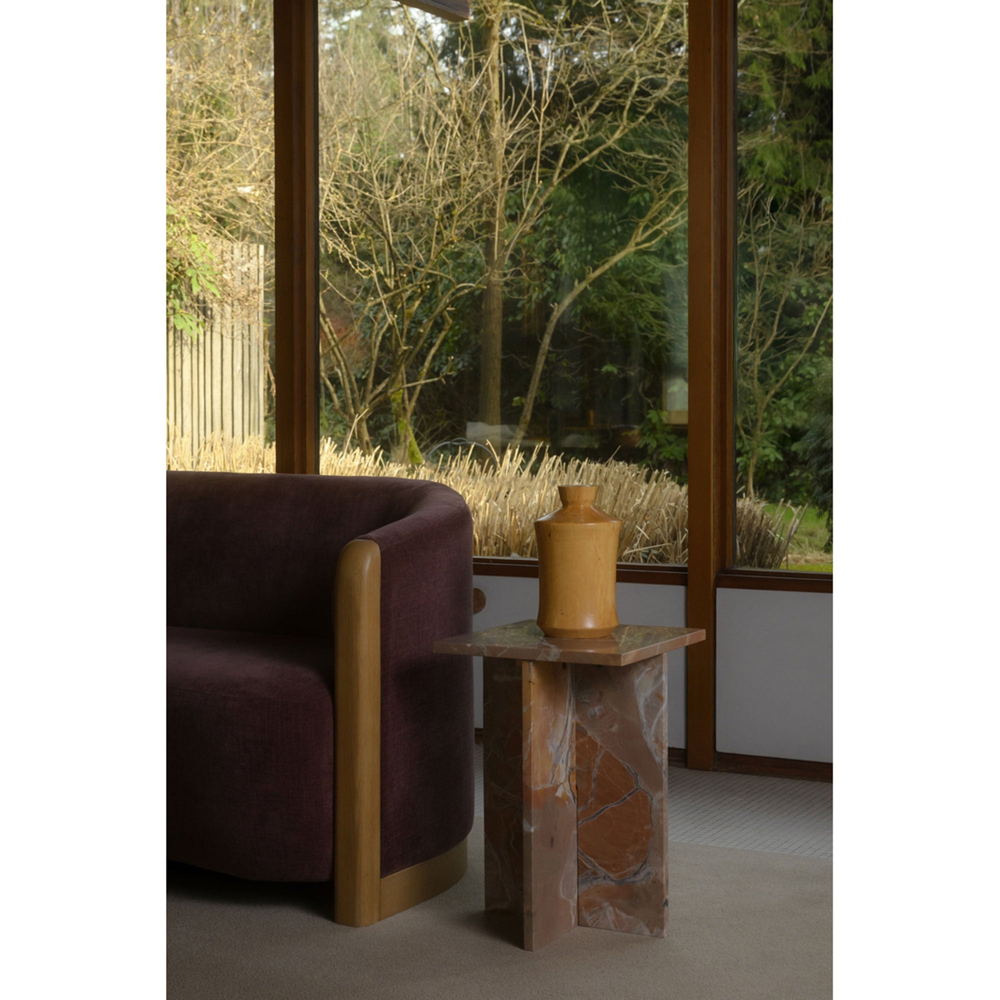 Blair Accent Table Orange Levante Marble