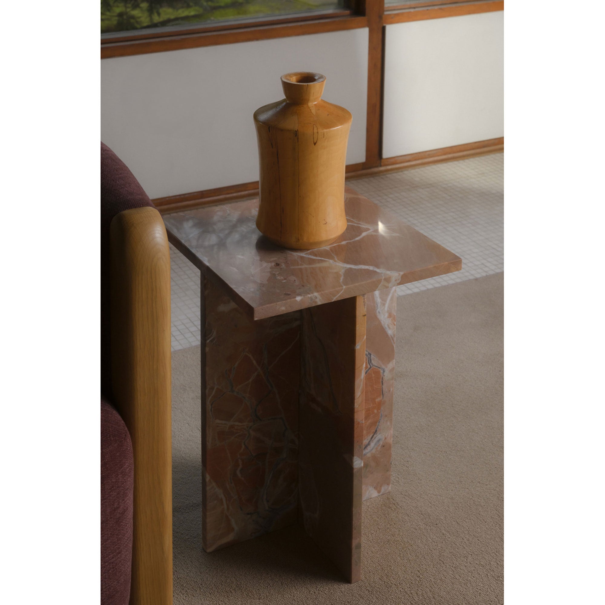 Blair Accent Table Orange Levante Marble