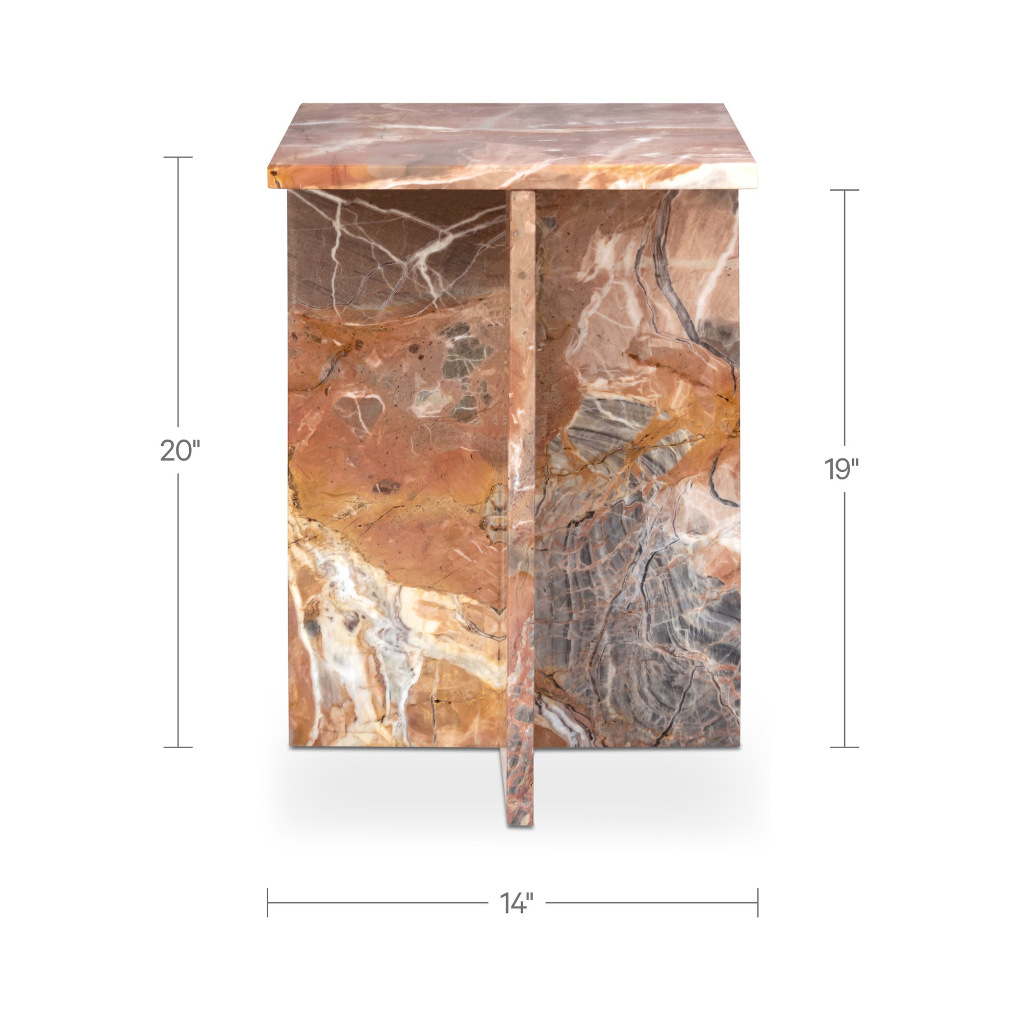 Blair Accent Table Orange Levante Marble