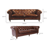 Birmingham Sofa Dark Brown Leather