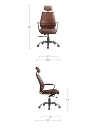 Executive Office Chair Dark Brown Leather