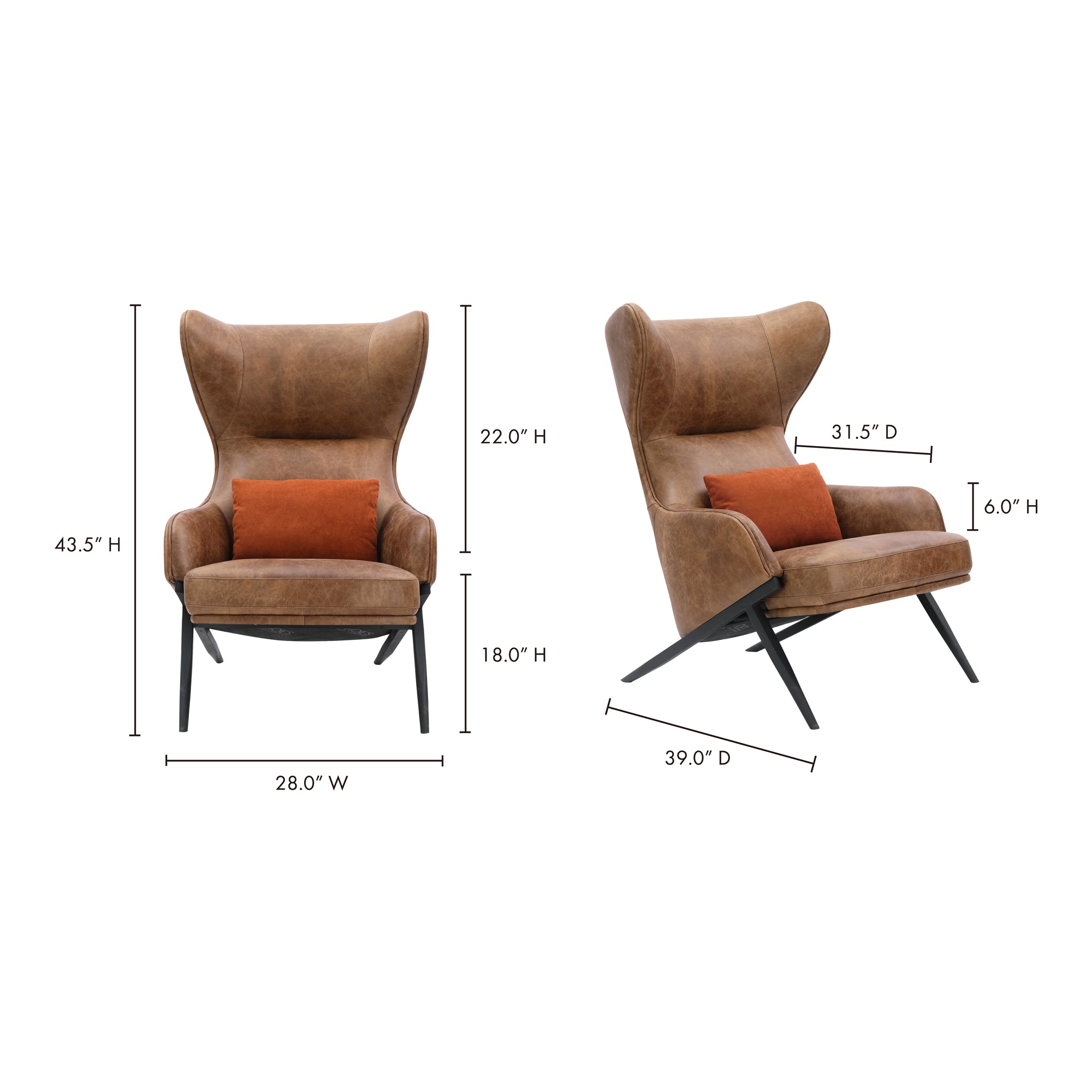 Amos Leather Accent Chair Open Road Brown