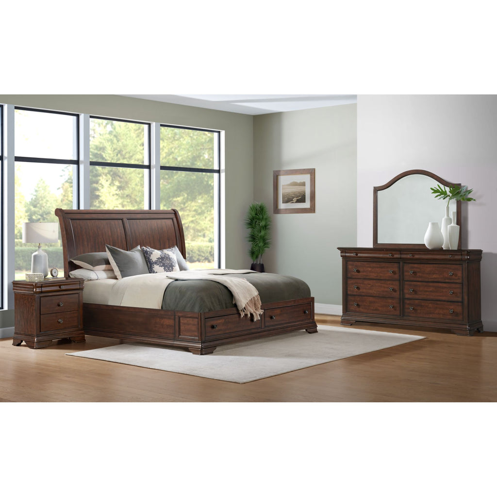 Phillipe 3 Drawer Nightstand with USB in Cherry