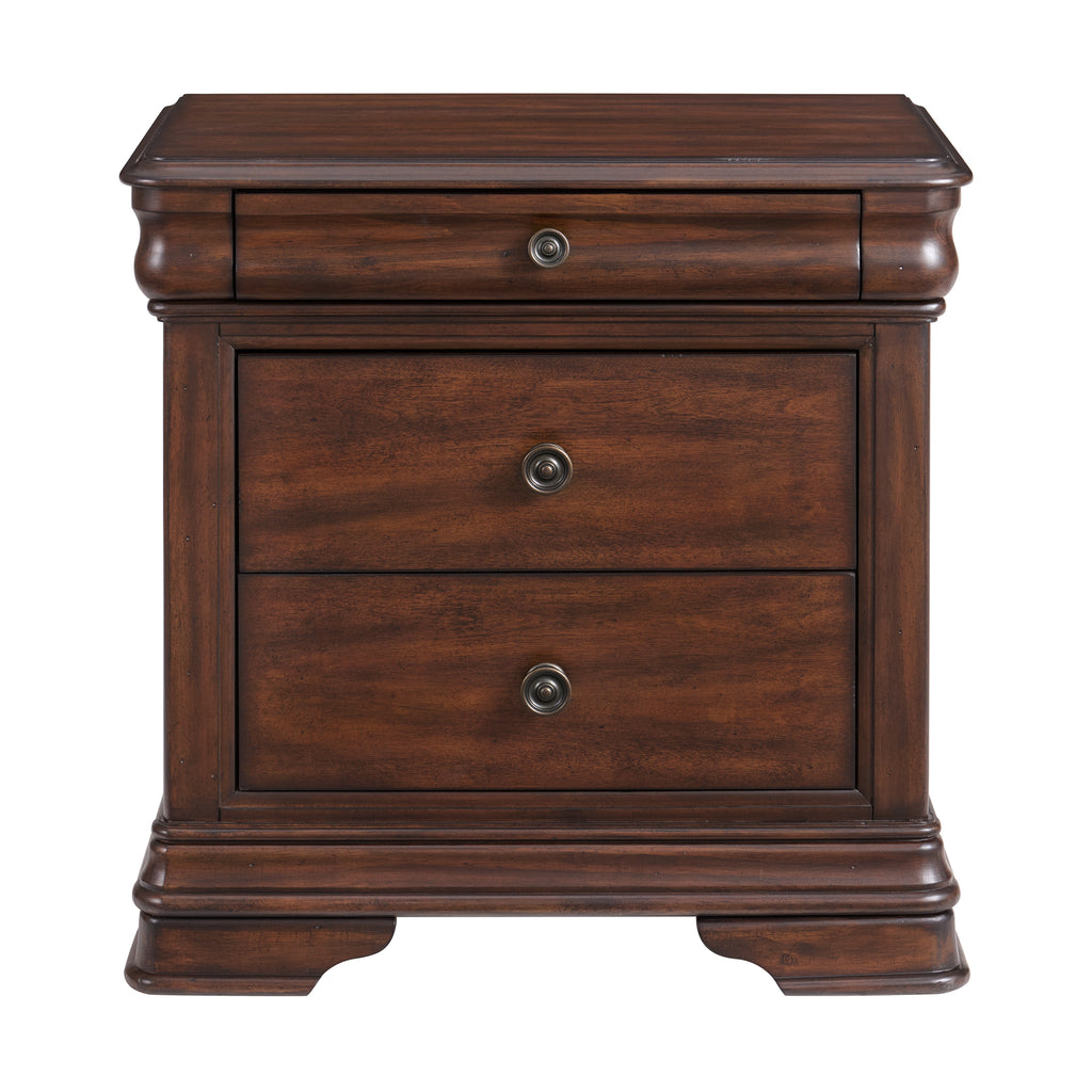 Phillipe 3 Drawer Nightstand with USB in Cherry