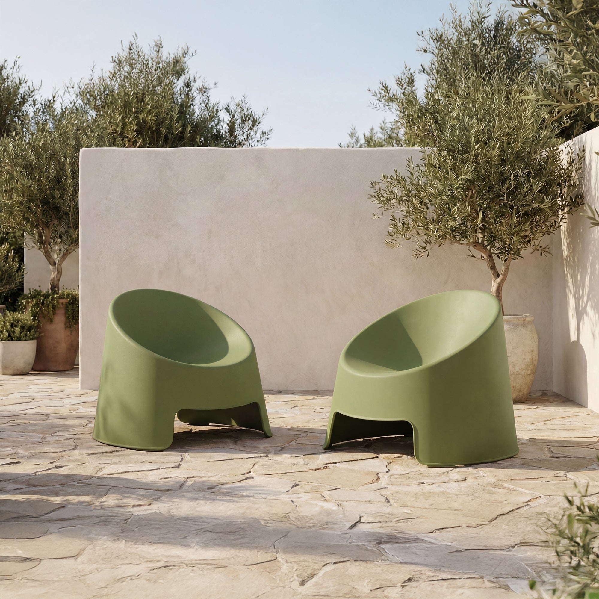 Nolla Outdoor Accent Chair Set of Two Green